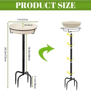 Birdbath Metal <b>Stand</b> Garden Decor Carbon Steel Painted Outdoor <b>Bird</b> Feeding Watering Basin - Product Image 4
