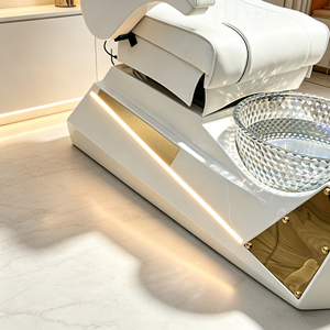 Luxury Electric Reclining Pedicure Spa Chair Nail Salon Chair With LED Light Crystal Glass Foot Basin Gold Decor Beauty - Product Image 5