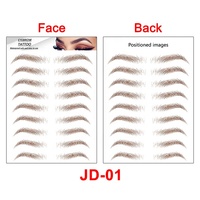 Autocollants de tatouage pour sourcils temporaires pour femmes, imitation réaliste naturelle 3D/4D/6D, maquillage du visage et du corps, noir et brun, vente en gros 2021