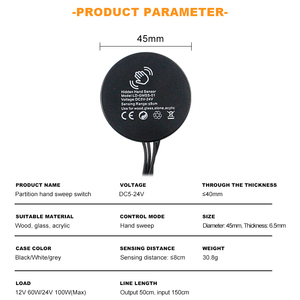 Thông minh Bảng điều khiển bằng gỗ dẫn ánh sáng DC5-24V 40mm tủ bếp touchless gần tay quét IR cảm biến chuyển động cho tủ quần áo - Product Image 2