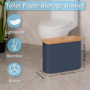 Wholesale Toilet Paper Storage with Bamboo Lid,<b>Foldable</b> <b>Basket</b> Organizer for Bathroom Holds 9 Mega/12 Regular Rolls - Product Image 2