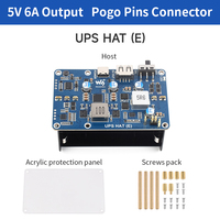 UPS HAT (E) para Raspberry Pi, conector de pines Pogo de salida de carga rápida bidireccional de 5V 6A, no incluye 4 baterías de litio 21700