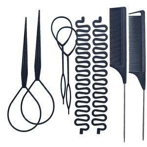 Ensemble de 8 outils de tressage de cheveux violet avec peigne à queue de rat, outil de coiffage <span class=keywords><strong>pour</strong></span> <span class=keywords><strong>tresses</strong></span>, outil de passage de cheveux, tresseurs français <span class=keywords><strong>pour</strong></span> queue de cheval - Product Image 2