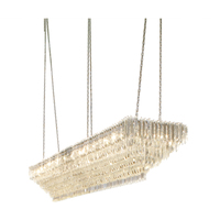 Nordique Cristal Cuisine Îlot Lustre Salon Lampe Rectangle De Luxe Pendentif Lumière pour Table À Manger Chambre Décor Lustre