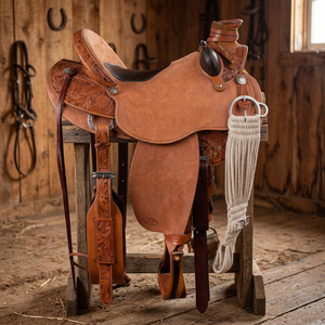 Ensemble de sellerie de ranch western en cuir premium, taille 14'-18', pour le roping Wade, durable, confortable, couleur et logo personnalisables, fibre - Product Image 4