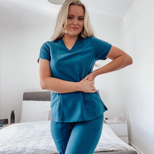 Uniformes Médicos para Mujer FUYI, Tejido Elástico de Spandex/Poliéster, Ecológicos, Transpirables, Tipo Jogger, para Enfermería - Product Image 1