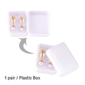 Boucles d'oreilles tendance en perles personnalisables en gros, en acier inoxydable plaqué or 18 carats PVD, à visser, pour les fêtes - Product Image 3