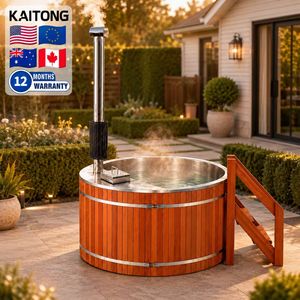 Kaitong <span class=keywords><strong>Spa</strong></span> extérieur de luxe portable, hybride nordique, rond, en cèdre et acier inoxydable, pour 2, 4 ou 6 personnes, chauffé au bois, petit <span class=keywords><strong>spa</strong></span> - Product Image 1