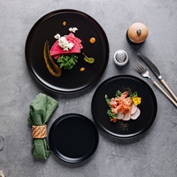 Ensemble d'assiettes émaillées noires mates de Style nordique personnalisé 6-8 pouces plat de service plat Steak chargeur assiette