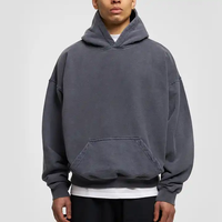 Sweat-shirt à capuche épais en coton 100% de 500 g/m², délavé à l'acide, coupe courte, avec logo personnalisé imprimé en relief, haute qualité, vente en gros