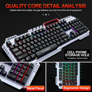 Ensemble <span class=keywords><strong>clavier</strong></span> et souris de jeu filaire en aluminium rétroéclairé LED à <span class=keywords><strong>prix</strong></span> de gros, combo <span class=keywords><strong>clavier</strong></span> et souris de jeu filaire arabe/anglais - Product Image 5