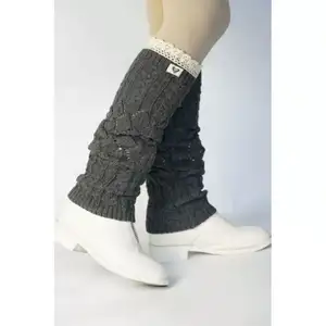 Benutzer definierte Logo gestrickte Spitze Kante Knie hoch benutzer definierte Strumpf lange Bein wärmer Socken für Frauen