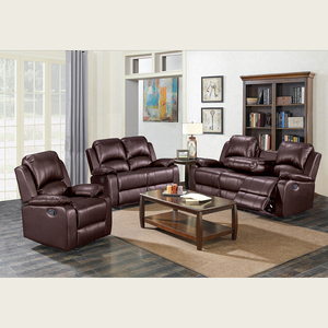 White Air Leather Reclining Sofa Set with Padded Arms and Pillow Back for Living Room Contemporary Style - Product Image 2