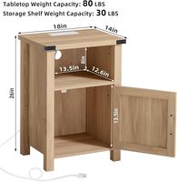 Table de chevet haute avec station de charge, table de chevet en bois avec tiroirs et étagère ouverte, table d'appoint rustique pour chambre à coucher