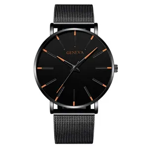 Geneva Heren Horloge Cross Border Hot Selling Mode Business Persoonlijkheid Pointer Mesh Band Heren Horloge Vrije Tijd Quartz Horloge