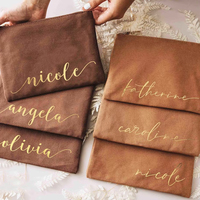 Tas Kosmetik Kanvas Katun Ber-resleting Cetak Huruf Fashion Personal, Stempel Emas, Ukuran Kecil, Grosir Logo Kustom