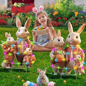 2025新款跨境大号兔子和胡萝卜LED灯花园标牌户外充气节日庭院装饰品复活节 - Product Image 5