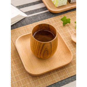 Plateau de service rectangulaire en bois pour thé et desserts, style japonais, assiette domestique, motif uni - Product Image 3