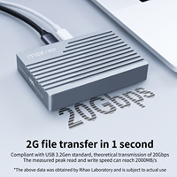 ITGZ 20Gbps Dual Bay M.2 SSD Enclosure RAID 0/1/JBOD/SPAN Turbo Fan Kotak Aluminium Mendukung 8TB