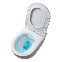 WC Monoblocco Allungato in Ceramica Bianca da Parete con Doppio Scarico e Superficie Smaltata Facile da Pulire per Bagno e Lavabo