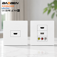 Plaque murale multimédia BAOBEN type 86, prise murale USB 3RCA AV RCA audio vidéo pour câblage de cinéma maison