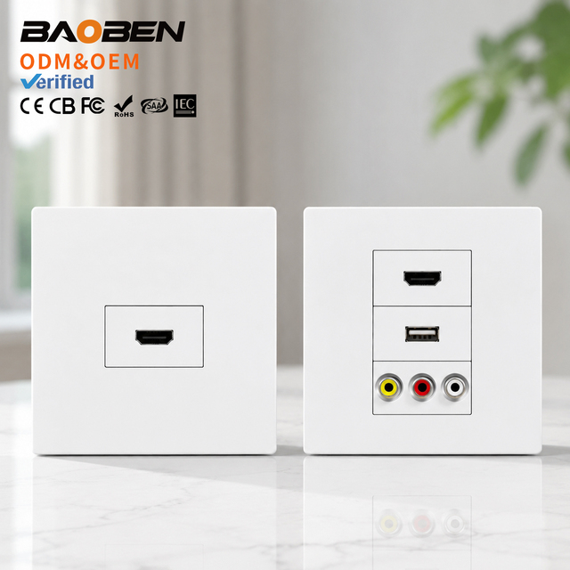 BAOBEN 86 Type Multimedia Wall Plate USB 3RCA AV RCA Audio Video Wall Socket Faceplate for Home Theater Wiring