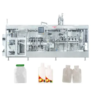 horizontal special shaped standup pouch irregular doypack form fill seal packaging machine for liquid juice jam sauces