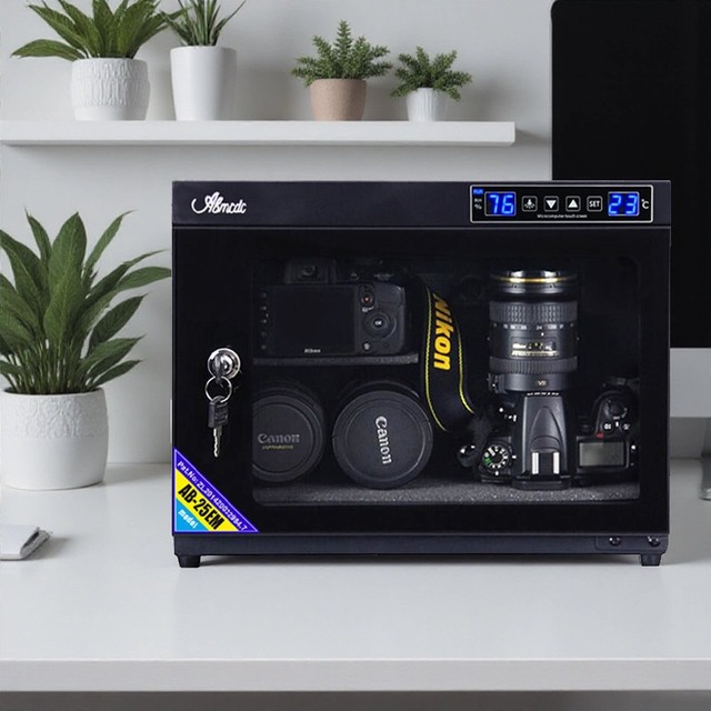 Automatic 25L Electronic Dry Cabinet for DSLR Camera Lens Storage Box Dehumidifier Box for Stamp Calligraphy Artwork Tea Leaves