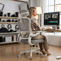 Chaise de bureau ergonomique moderne en maille, petite, avec accoudoirs pliables, réglable en hauteur, gain de place, pour ordinateur - Offre Spéciale