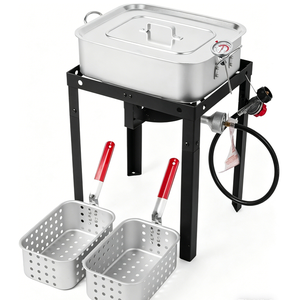 หม้อ<span class=keywords><strong>ทอด</strong></span>แก๊สสำหรับใช้งานกลางแจ้งขนาดใหญ่ 58000 BTU ความจุ 18 ควอร์ต พร้อมตะกร้า 2 ใบและฝาปิด เหมาะสำหรับทอดปลา ปีกไก่ และเฟรนช์ฟรายส์ - Product Image 1