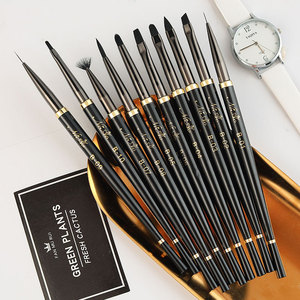 Lot de 10 pinceaux de nail art noir et or, poils synthétiques, pinceau plat pour liner, stylo de peinture, manche en plastique, pour salon de manucure - Product Image 4