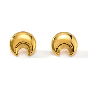 Fashion New Stainless Steel Earrings Crescent Dumplings Fat Ear Jewelry Wholesale In Large Quantities At Low Prices