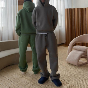 Manufacturer Custom Hoodie and Sweatpants <strong>Tracksuit</strong> Set <strong>Blank</strong> 500 GSM 100% Cotton Fleece Heavyweight Sweatsuit for Men - Product Image 2