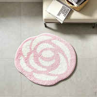 Tapis personnalisé en forme de rose rose, tufté à la machine, doux et moelleux, tapis floral pour la chambre à coucher, le salon, antidérapant