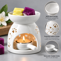 Brûleur à cire en céramique personnalisé en forme de patte de chat, chauffe-huile essentielle pour bougie chauffe-plat, diffuseur d'arômes pour la décoration intérieure