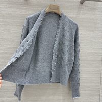 Cardigan en tricot vintage de haute qualité pour femme, à manches longues et col en V, brodé, style préparatoire, pour le printemps et l'automne