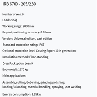 Robot industriel ABB IRB6700-205/2.80-Charge utile de 205kg | Portée de 2800mm | Applications de manutention et de soudage