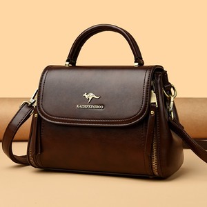 Bolso de mano Vintage de lujo para mujer, bolso de hombro informal de Color sólido de PU con cremallera, sacos simples de poliéster para mujer - Product Image 5