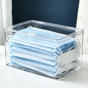 موزع مستطيل الشكل عصري وكلاسيكي من وانهان مع غطاء، تشطيب لامع، رفوف تخزين وعرض متعددة الوظائف للسلع الشخصية - Product Image 6