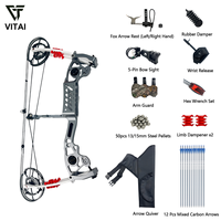 Set Busur dan Anak Panah Compound dengan Berat Tarik yang Dapat Disesuaikan 40-80 Lbs, Paket Aksesoris Panahan Aluminium CNC