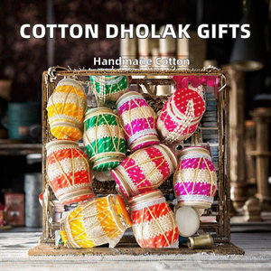 Indian Handcrafted Cotton Dholak Gift Boxes Graduation Easter Halloween Wedding Favors Return Gift Potli Bags Traditional Design - Product Image 2