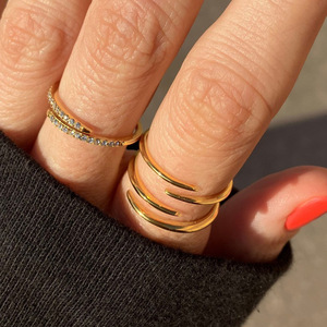 Geometric <b>Open</b> <b>Ring</b> 18K Gold Plated Stainless Steel Unisex Fashion Jewelry Gift - Product Image 4