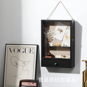 Estante de madera para exhibir joyas, montado en la pared, con cajón, para decoración del hogar, organizador de almacenamiento. - Product Image 1