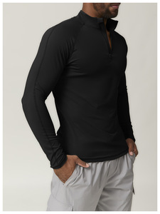 Haut de sport pour homme à col montant et demi-zip, coupe ajustée, à manches longues, séchage rapide, pour la course, le fitness et les loisirs - Product Image 5