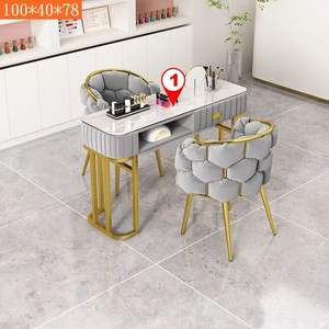 Nuevo Equipo de Manicura Moderno y de Lujo, Mesa de Manicura de Dos Plazas, Muebles de Salón de Metal, Estudio de Manicura - Product Image 2