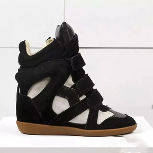 Scarpe da Ginnastica di Lusso in Pelle per Donne, <span class=keywords><strong>Sneakers</strong></span> <span class=keywords><strong>con</strong></span> Chiusura a <span class=keywords><strong>Velcro</strong></span>, Design Streetwear, Sneaker Alte - Product Image 2