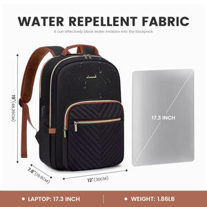 LOVEVOOK Luxurious Nylon Youth College Backpack Waterproof Business 15.6 17 Inch Travel Notebook Women's School Zipper Polyester - Product Image 4