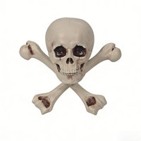 Décoration d'extérieur réutilisable en plastique pour Halloween : Tête de mort squelette avec croix, accessoires de simulation pour adolescents, idéal pour les farces et jeux d'imitation, outils pédagogiques