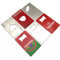 Ouvre-bouteille de bar personnalisé en acier inoxydable par sublimation, lame plate noire vierge pour marque, ouvre-bouteille de bière pour bar