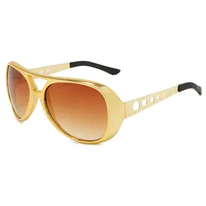 Hot Sale fashion party Sunglasses Rockstar Retro Gold Celebrity Elvis glasses